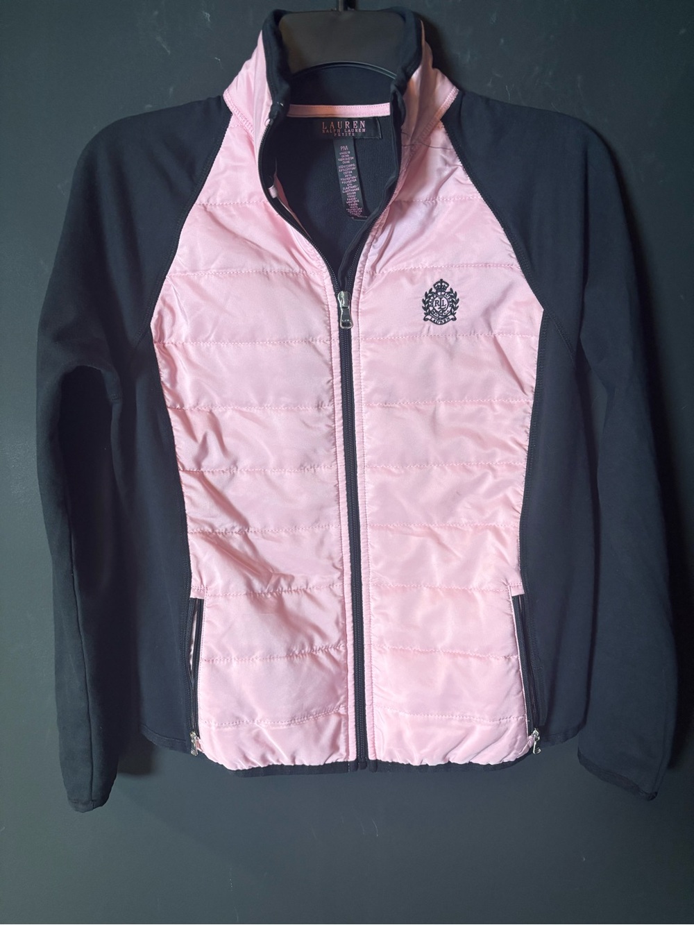 Lauren Ralph Lauren Pink & Black Quilted Hybrid Track Jacket-PM